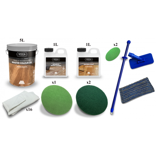 Kit Saving: DC019 (b) Woca Master Colour Oil natural floor, Work with buffing machine 21 to 45m2   (DC)